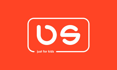 Premade framed kids logo initials monogram kids modern soft on red background