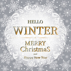 Fototapeta na wymiar Vector winter background. Hello winter, christmas or new year