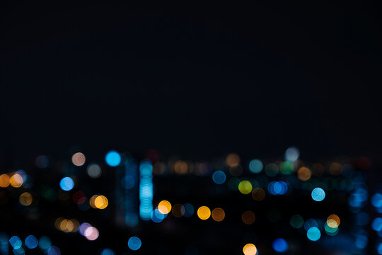 Light bokeh of Cityscape at night of bangkok. © samrit