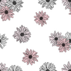 Seamless Pattern of daisies.  Fashion Print Design. camomile pattern