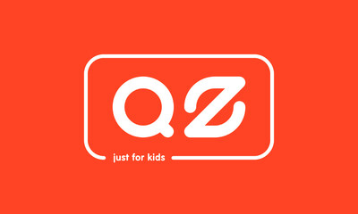 Premade framed kids logo initials monogram kids modern soft on red background