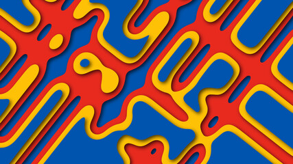 Layered background with diagonal stripes in different colors in papercut style