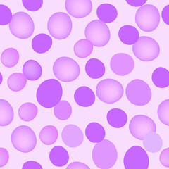 Seamless pattern with circles on white background, purple colors 