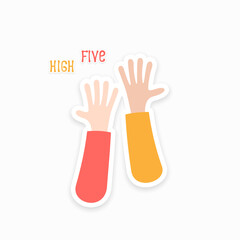 Obraz premium Hands giving a high five. Two hands clap vector illustration