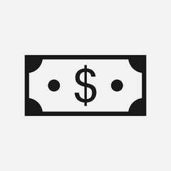 Dollar currency banknote vector icon isolated on white background.