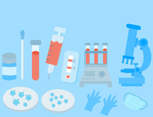 Rapid test.PCR amplification smear, tubes, face mask, 
gloves, syringe and petri dish.Express test for HIV/AIDS, COVID-19 or other diseases.