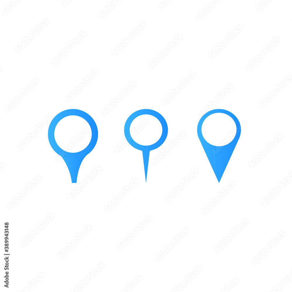 Wall mural set of blue isolated pointers and markers different shapes vector illustration.