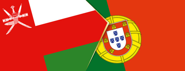 Oman and Portugal flags, two vector flags.