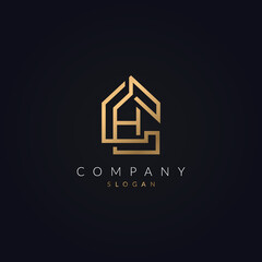 modern real estate company H Letter Logo Icon Design Vector template with home sign.