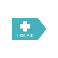 First aid medical button sign isolated on white. Vector illustration
