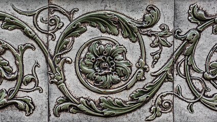 Continuous old fashioned vintage floral ceramic tile texture.