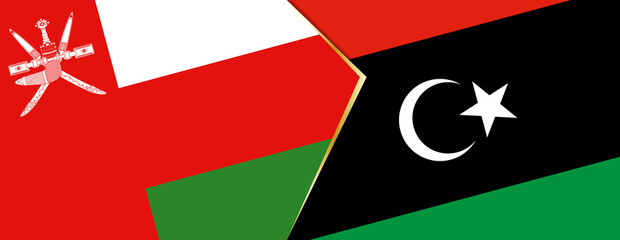 Oman and Libya flags, two vector flags.