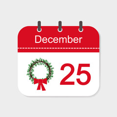 Calendar icon December with Christmas decor