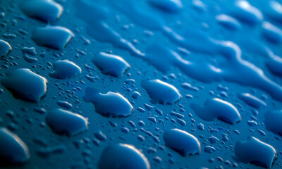 Water drops on dark surface. Abstract background.  Natural pattern close up photo. 
