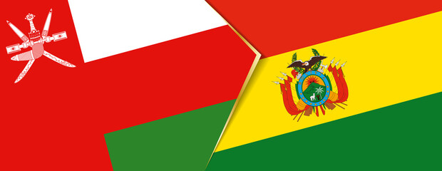 Oman and Bolivia flags, two vector flags.