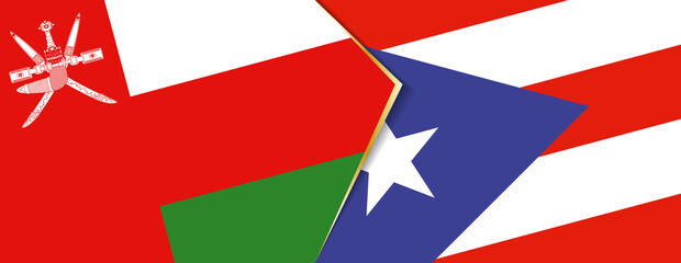 Fototapeta na wymiar Oman and Puerto Rico flags, two vector flags.