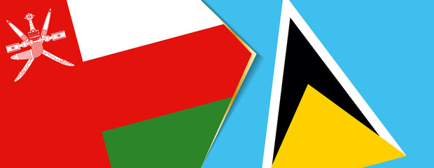Oman and Saint Lucia flags, two vector flags.