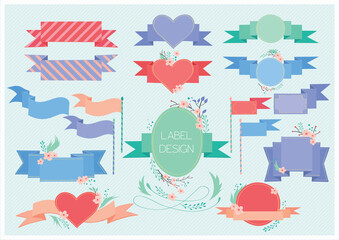 Set of ribbons and labels. Vector illustration.