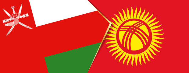 Oman and Kyrgyzstan flags, two vector flags.