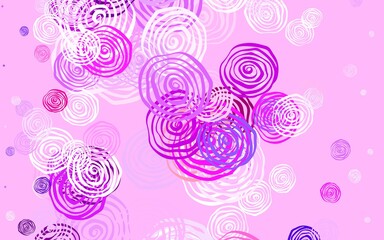 Light Pink vector doodle pattern with roses.