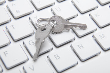 Closeup of keys on computer keyboard.