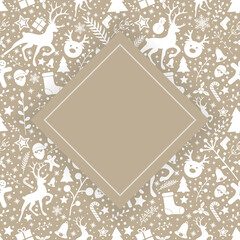 Christmas background with icons and copyspace. Vector