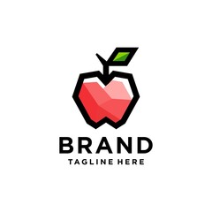 abstract apple logo vector icon design in mosaic geometric style 