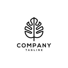 monstera deliciosa deliciousa leaf logo vector icon illustration © Ramosh Artworks