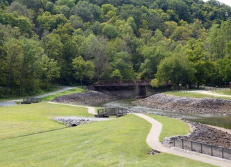 A view of the peaceful countryside landscape.
