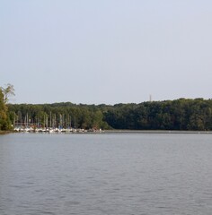 The lake on a calm clear sunny day.