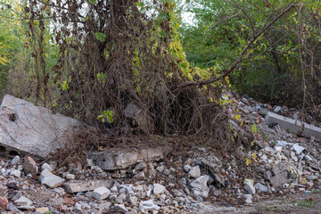 environmental pollution by construction waste concrete slabs