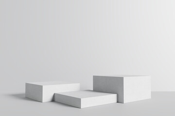 Abstract product display podium on white background. 3D render	