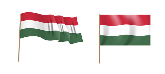 Colorful naturalistic waving flag of Hungary country. Vector Illustration