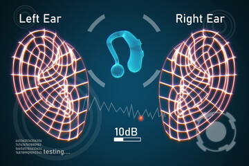 Hearing aid and the human ears during hearing tests