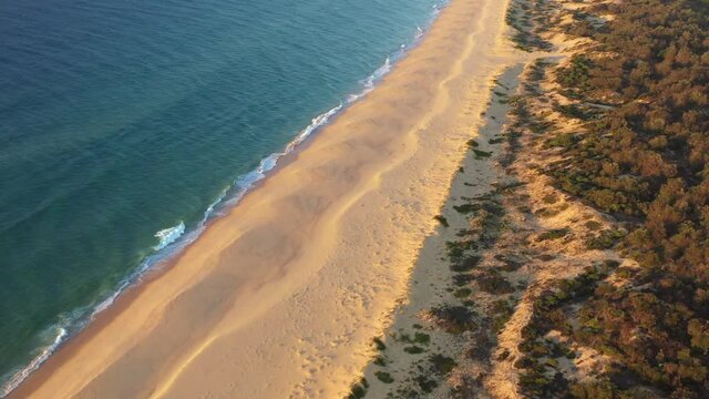 2020 - An excellent aerial view of the coastline on Kianinny Bay at Bournda National Park in New South Wales, Australia.