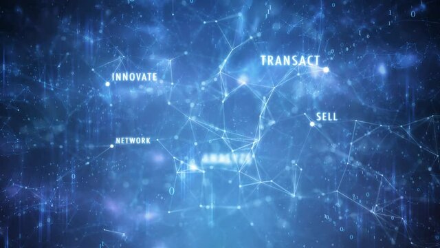 Abstract business network animation with word cloud copy space animation background.