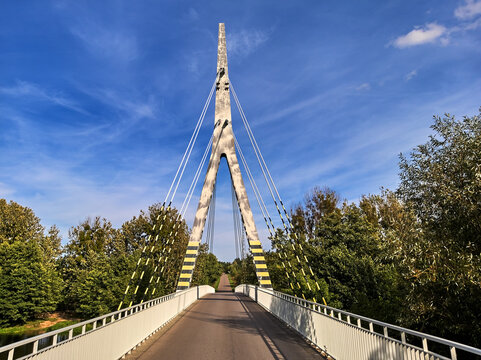 Suspension bridge over Wkra river.
