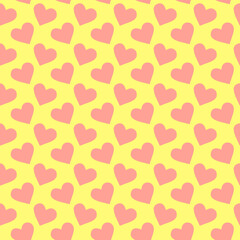 Simple hearts seamless vector pattern. Design endless chaotic texture made of heart silhouettes.