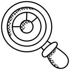 
Pie chart in a magnifier represents business analysis diagram
