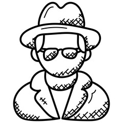 
Doodle icon design of detective 
