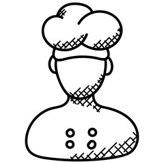 
A person wearing chef hat, head cook 

