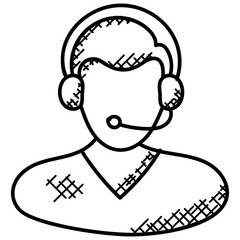 
A person with headphones, call operator or customer representative
