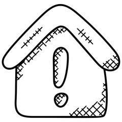 
Exclamation mark inside house building, house alert
