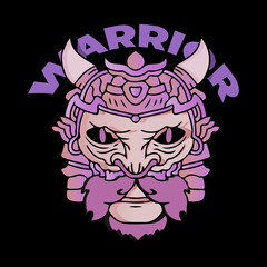 viking warrior head illustration with hipster style. Vector graphics for t-shirt prints and other uses.