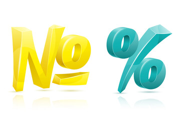 icon number and percentage mark sign graphic elements for design vector illustration
