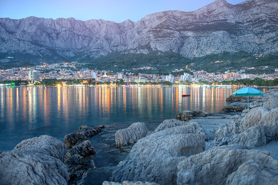 Makarska at sunset, Dalmatian Coast, Croatia