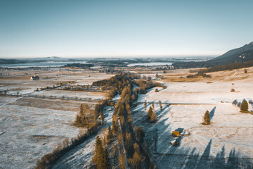 snowy forest from above