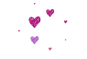 Light Purple, Pink vector backdrop with sweet hearts.