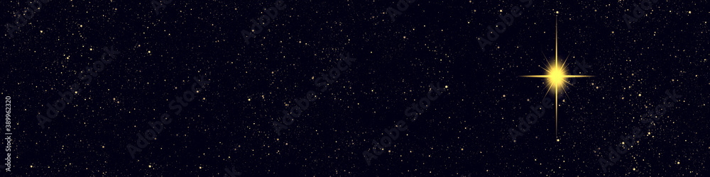 Wall mural christmas star glowing in night sky web banner