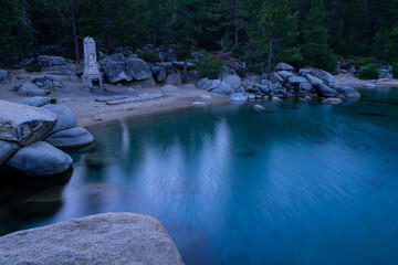 A sunrise at chimney beach at Lake Tahoe 